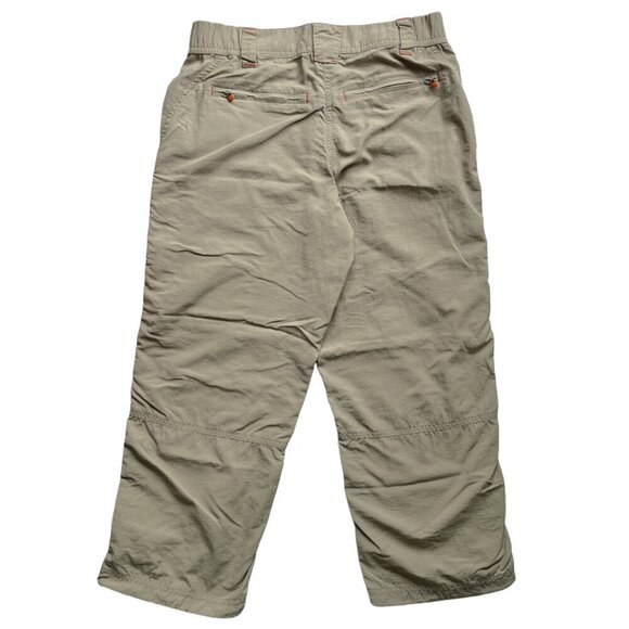 LL Bean Womens Nylon Cropped Hiking Pants Size 6 Beige Cinch Leg Gorpcore Trail - Picture 2 of 7